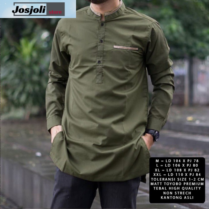 JOSJOLI_STORE/Baju Koko Anwa/Kemeja Koko Pria/Pakaian Muslim Pria Dewasa Lengan Panjang/Size M,L,XL,XXL