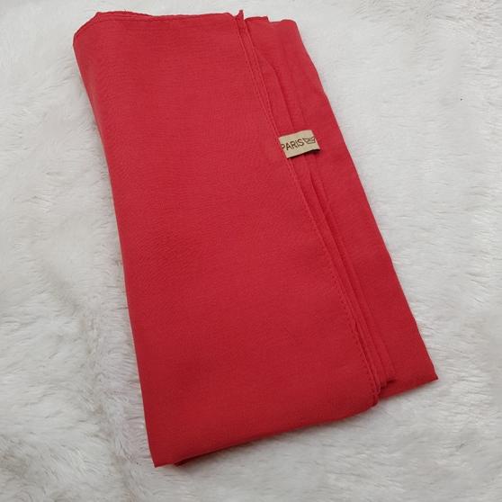 kerudung jilbab segi empat bahan PARIS PREMIUM anti letoy bisa untuk sekolah warna merah cabe / red 