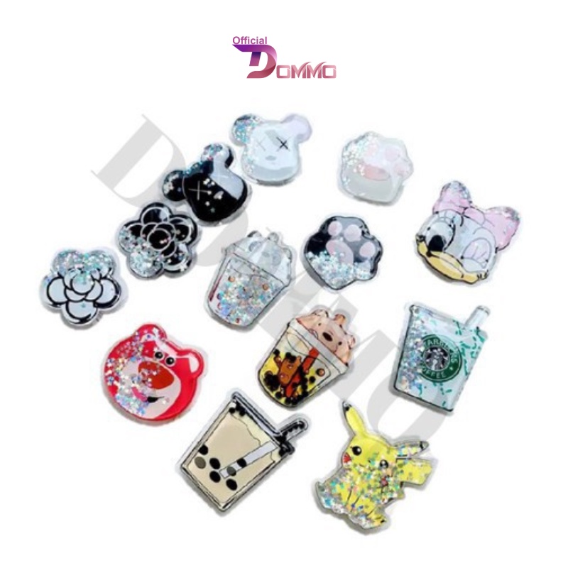 [IMPOR] DOMMO - D6016 POP SOCKET QUICKSAND GLITER DESAIN KARTUN CUTE PHONE HOLDER EXPANDING STAND