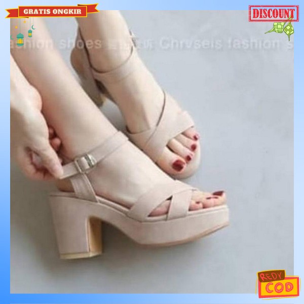 Heals Remaja Kekinian Hill Casual Sepatu Hak Tinggi Sandal Hari Raya Terbaru 2023 Srandal Hak Tinggi