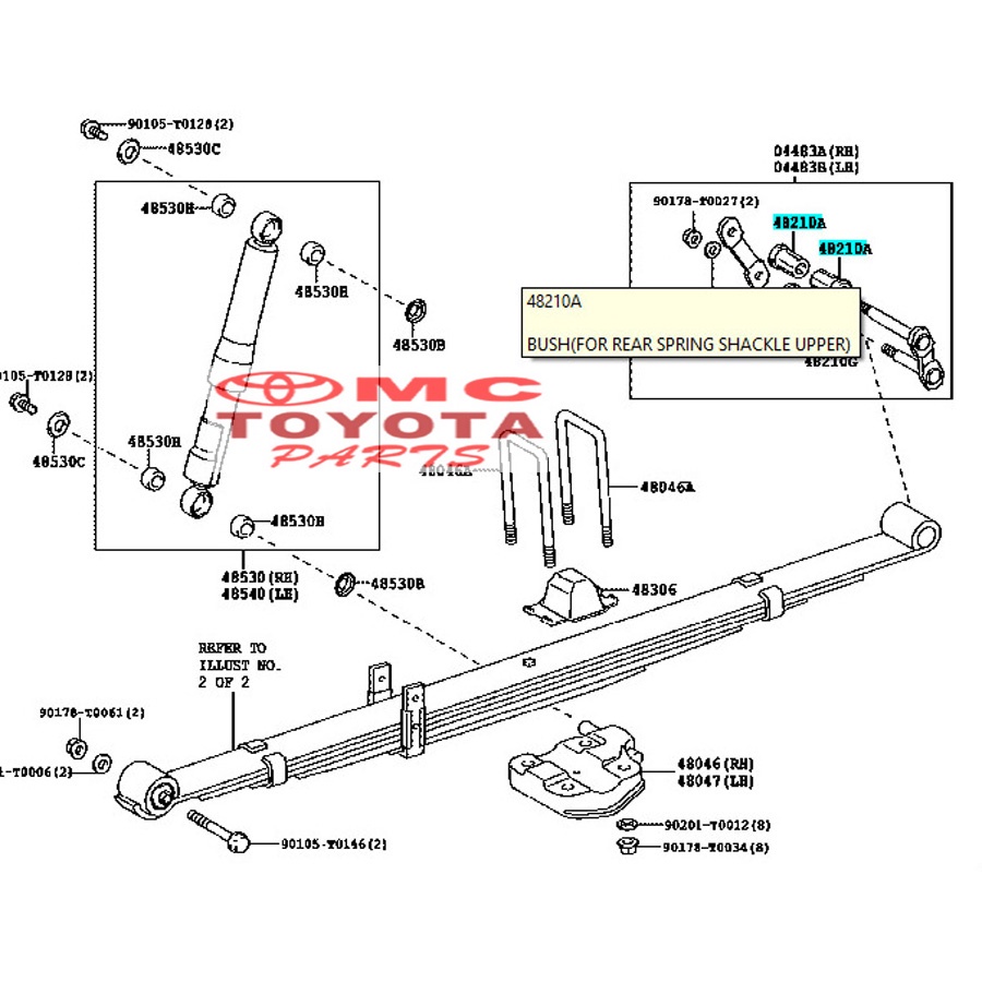 Karet Bosh Bush Spring Shackle Upper Belakang Hilux 90385-T0009