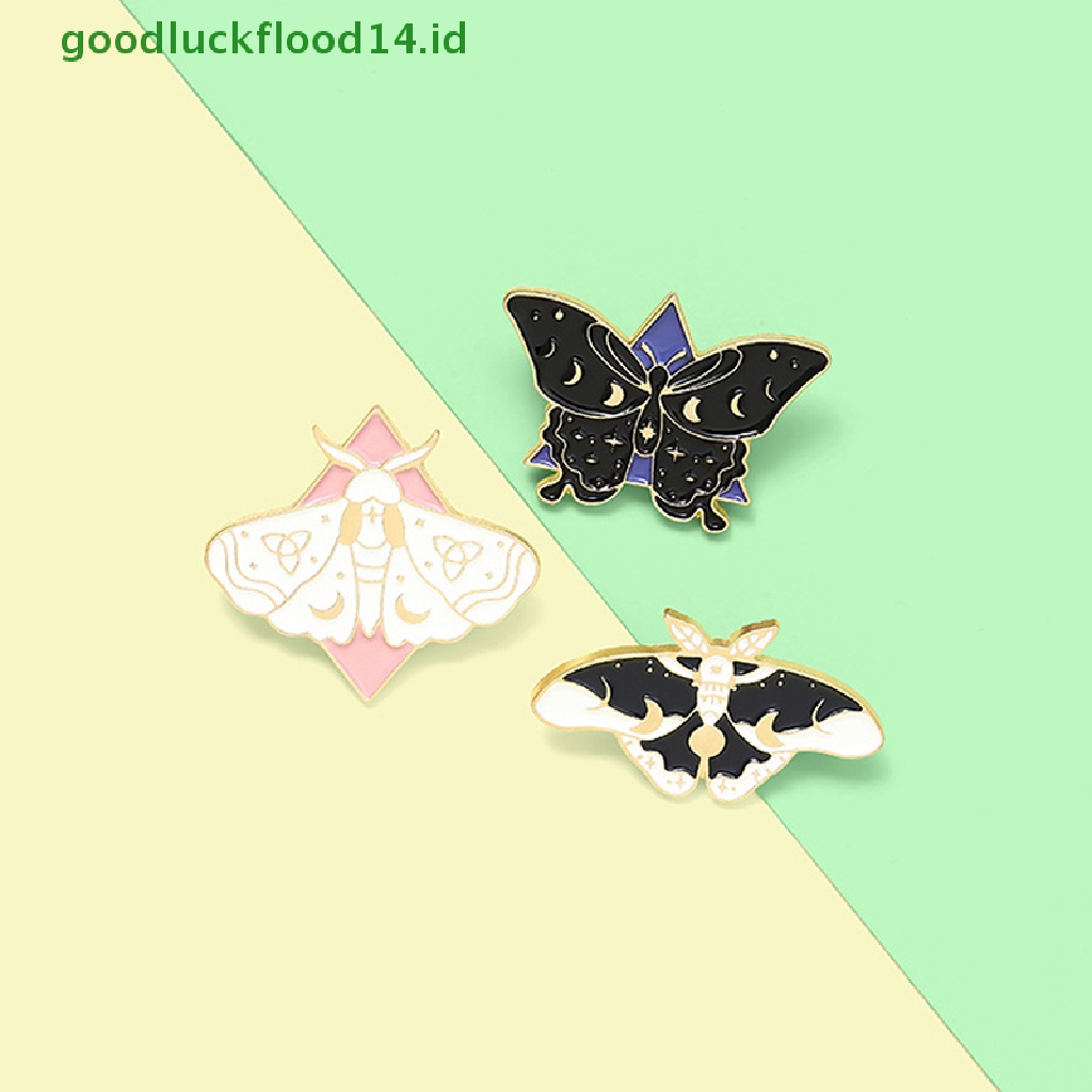 [GOOGFOUR] 3pcs Pin Enamel Kupu-Kupu Ngengat Fase Bros Tas Pakaian Lapel Pin Lencana Hadiah [TOP]