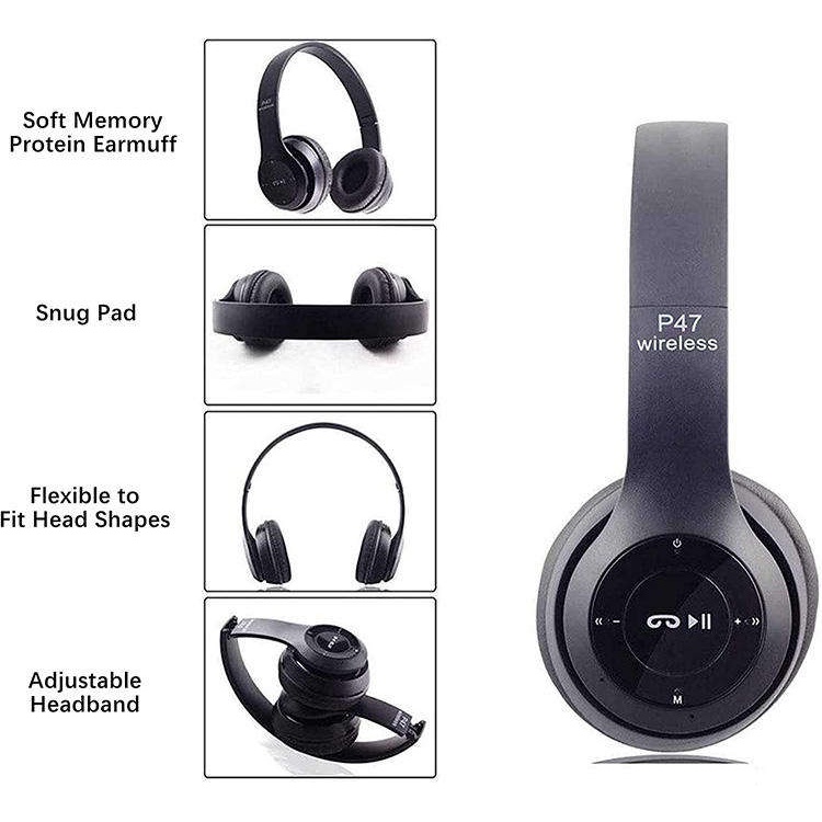 Headset Bluetooth P47 Pro Pure Bass Kualitas Bagus AH063 - XOBOX