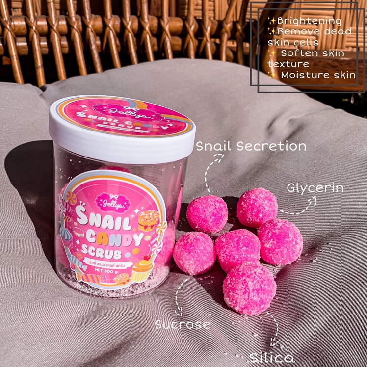 ✿ELYSABETHME✿ Jellys snail shower scrub candy sabun mandi bentuk bulat unik mengangkat sel kulit mati daki membandel