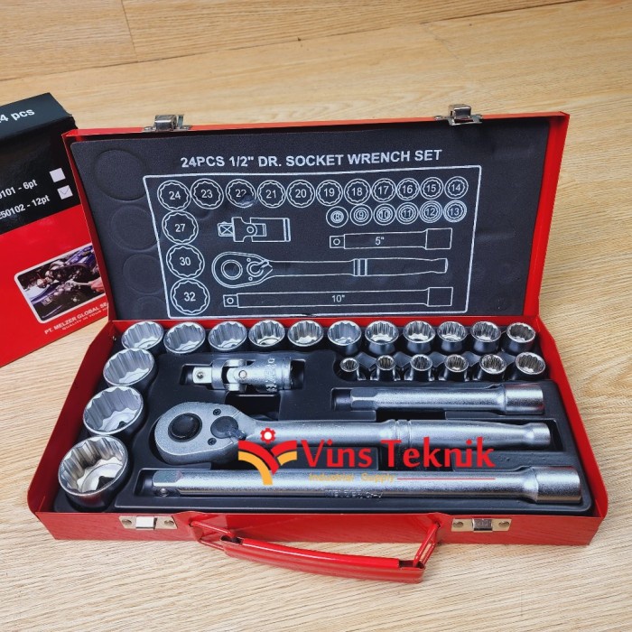 MELZER kunci sock shock kunci sok kunci socket set 8-32MM 24PCS