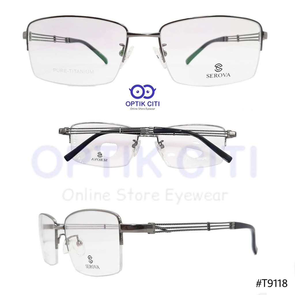 Frame Kacamata Pria Titanium Serova 9118 Original Half Frame