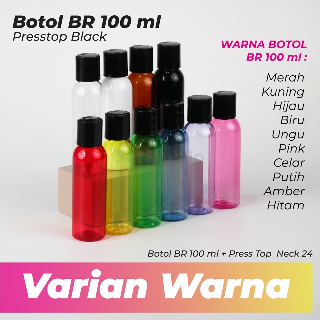 Botol Presstop 100ml/Botol Presstop Hitam 100ml PET/BR 100ml Warna Disctop Hitam