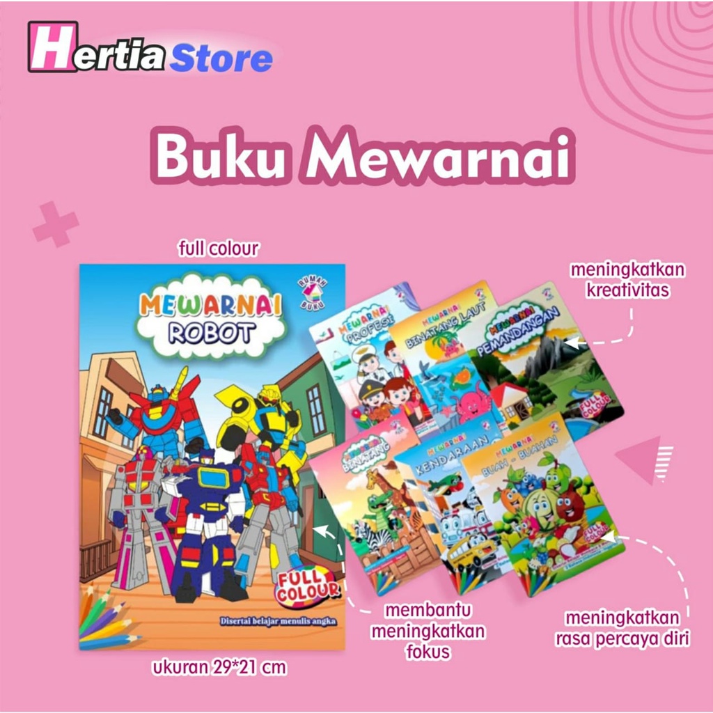

[hertiastore] BUKU MEWARNAI ANAK | BUKU KEGIATAN ANAK, dengan contoh warna