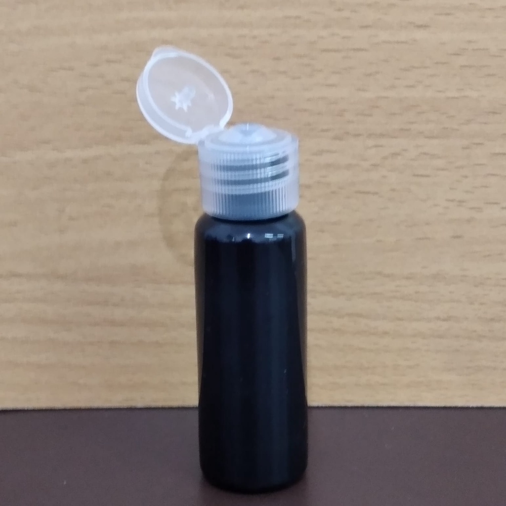 Botol plastik PET 20ml BR hitam tutup fliptop