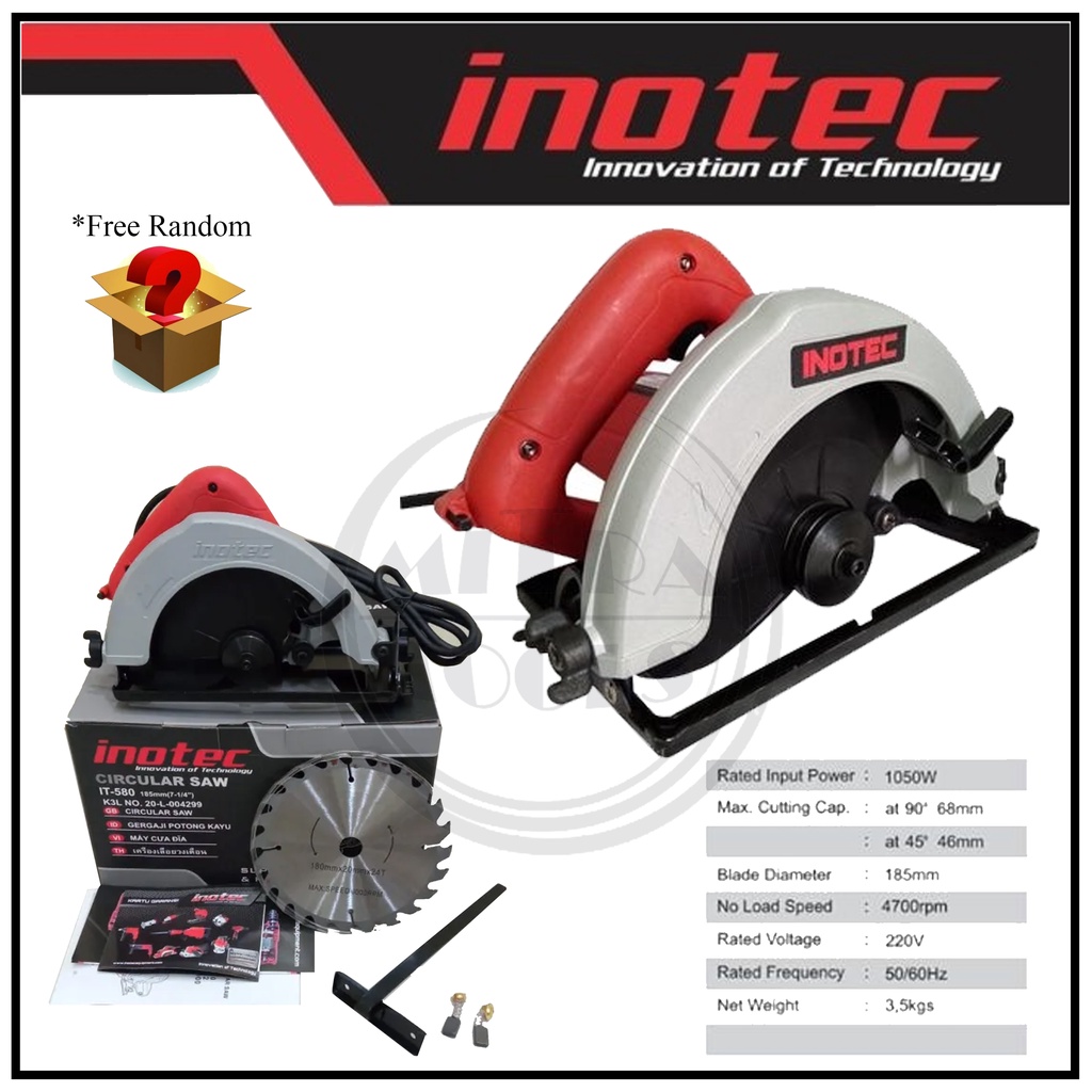 INOTEC IT 580 Mesin Potong Kayu Circullar Circle Saw 7 Inch IT580 Original