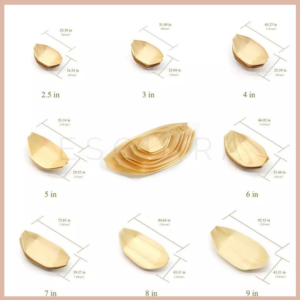 Wooden Food Boat / Japanese Food Boat / Takoyaki Plate 5 Inch / Piring Takoyaki / 50 PCS / WS1005