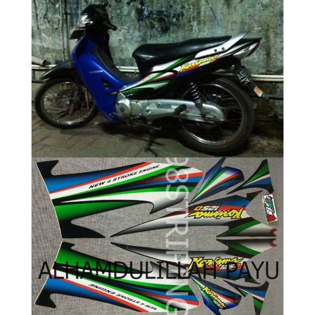 STRIPING KARISMA 125D BIRU HIJAU TAHUN 2004  LIS STANDAR ORI HONDA 125 D STIKER POLET BODY PLISIR