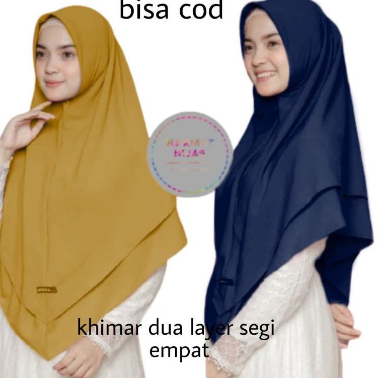 DMK.19Ja23ž– Khimar Hijab Jilbab Kerudung Syari Tanpa Pet Dua Layer Diamond Crepe Non Pet