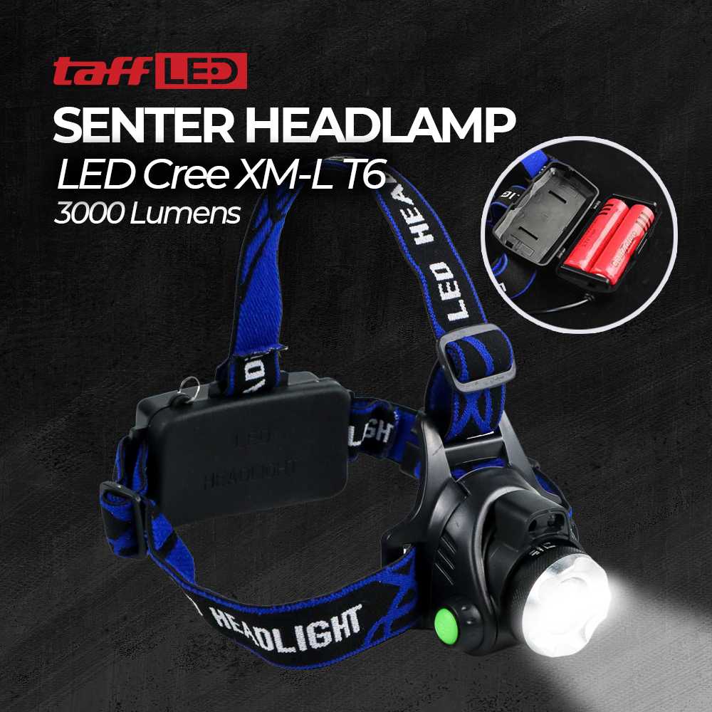 TaffLED Senter Headlamp 1 LED Cree XM-L T6 3000 Lumens - AHT404