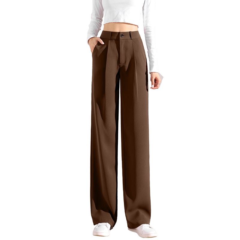 Coklat premium hight waist celana pants wanita terbaru kekinian terbaru