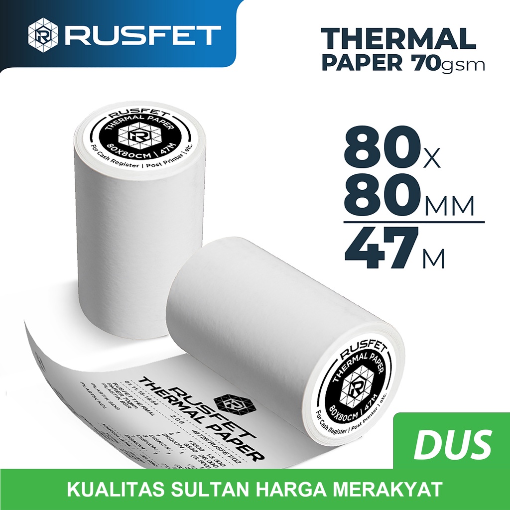 

Paper Thermal Struk Kasir Barcode Rusfet 80x80mm Dus