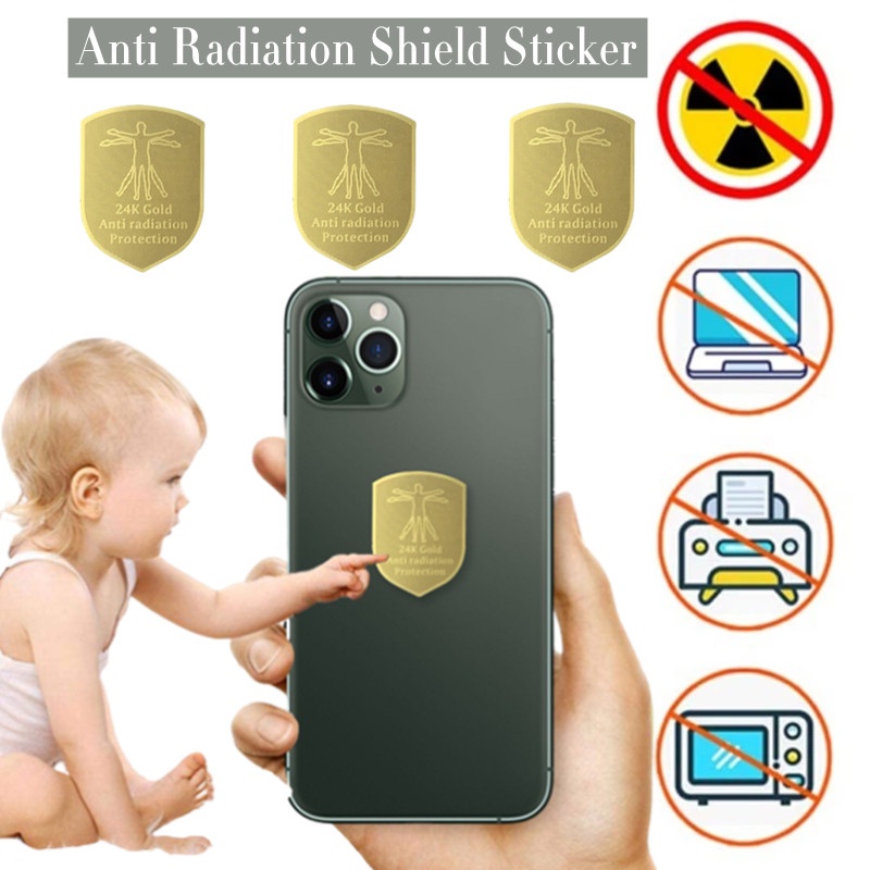 Stiker Perisai Radiasi Komputer Emas Perisai Berbentuk Ponsel Stiker Pemblokir Radiasi Universal Anti-Radiasi Perlindungan Ponsel Aksesoris