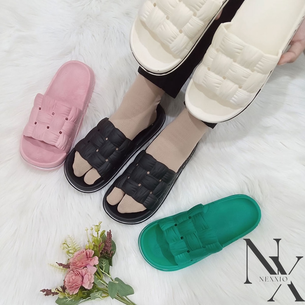 NEXXIO PROMO Sandal Wanita Jelly Korean Import Slipper Bahan Karet Tebal Empuk Sandal Sekop karet PVC FEAO  Webbing Super Soft / Sandal Selop Wanita Murah