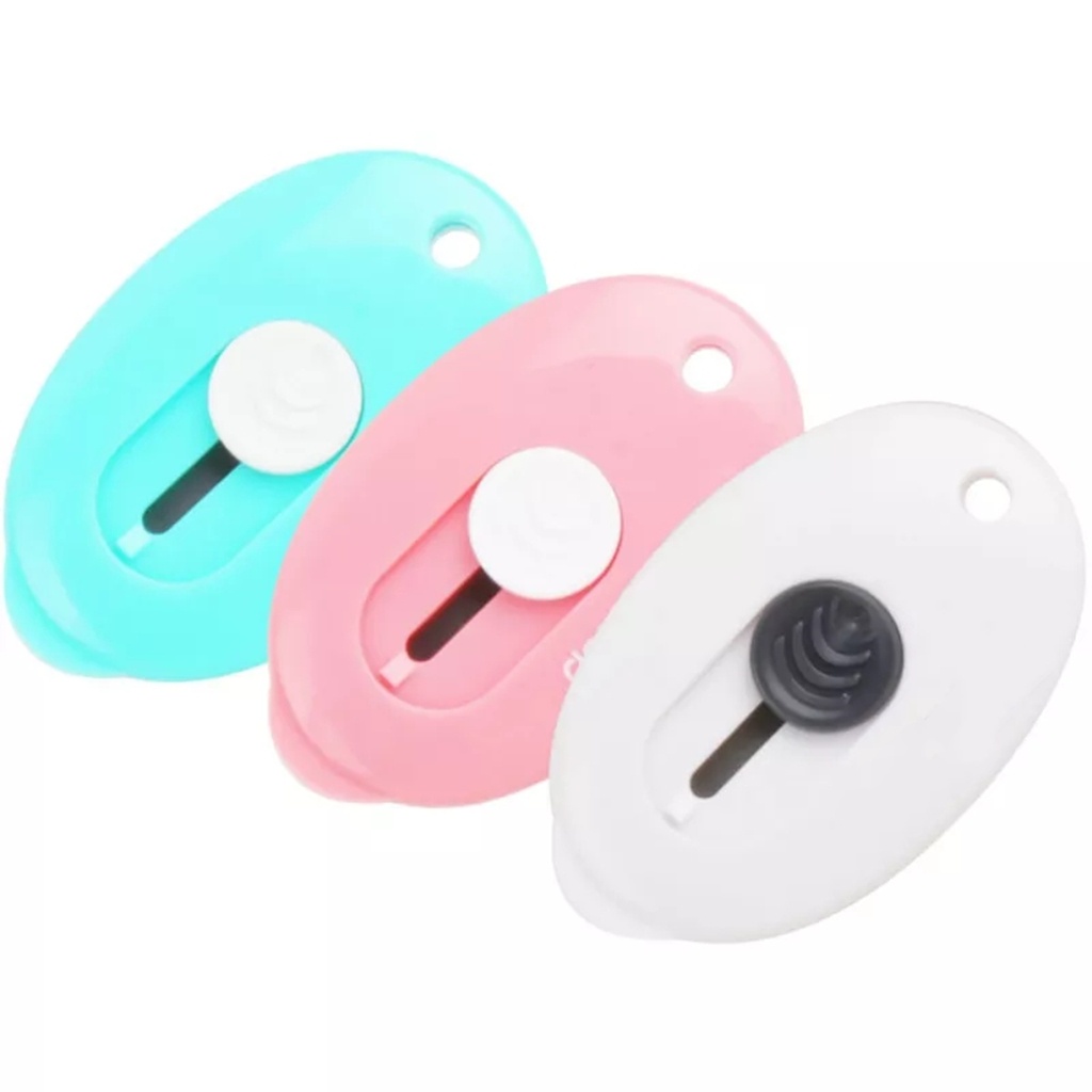 ACCFASHIONMURAH Cutter Lucu Warna Pastel / Cutter Mini Portable Bentuk Oval Mini Cutter Polos Travel Kit Pemotong Kertas Paper