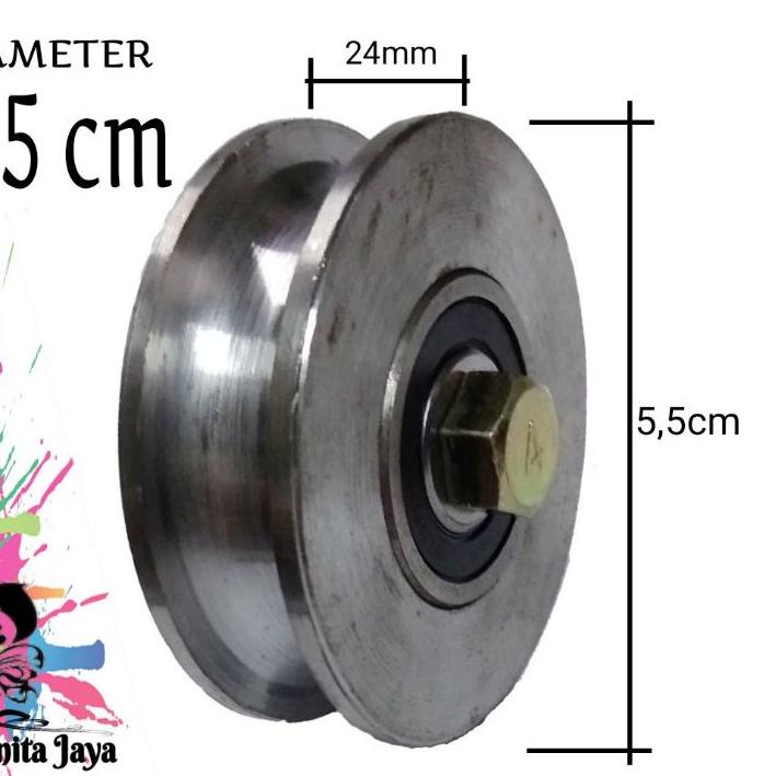 roda besi bubut  5,5 cm roda pagar roda pintu geang tanpa casing