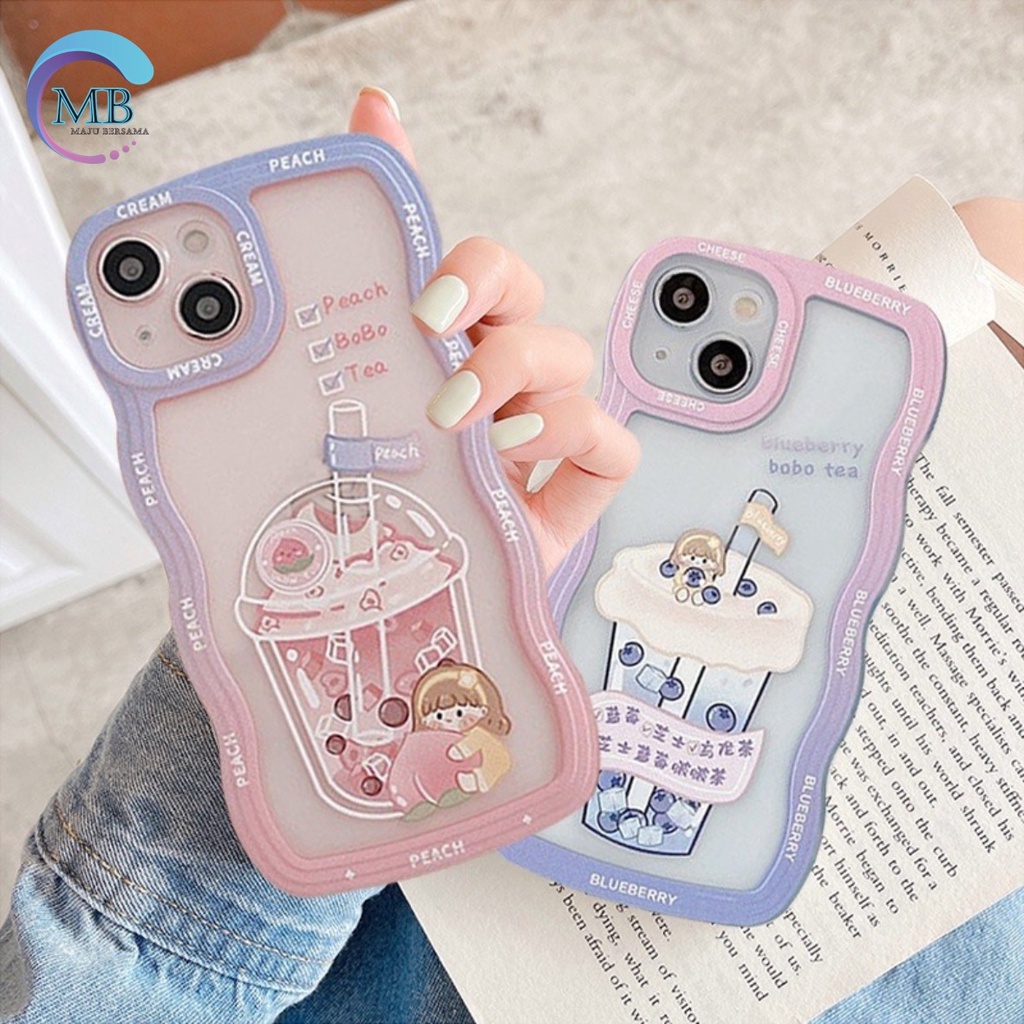 SS132 CASING SOFTCASE PEACH BOBA TEA FOR FOR IPHONE 7 8 7+ 8+ X XS XR MAX 11 12 13 14 PRO MAX MB4235