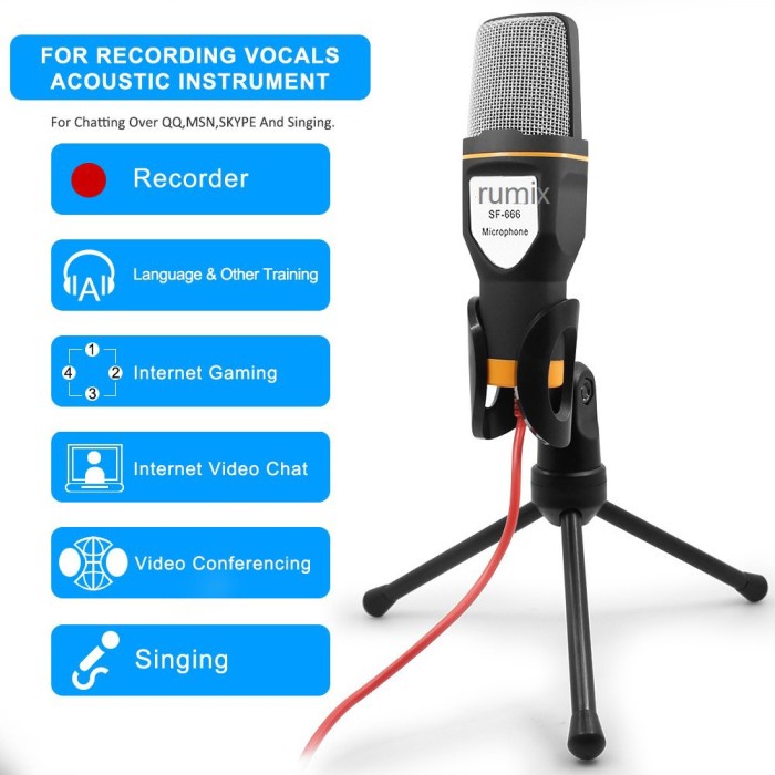 Mikrofon Kondensor SF-666 Tripod Karaoke Stand Condenser Microphone