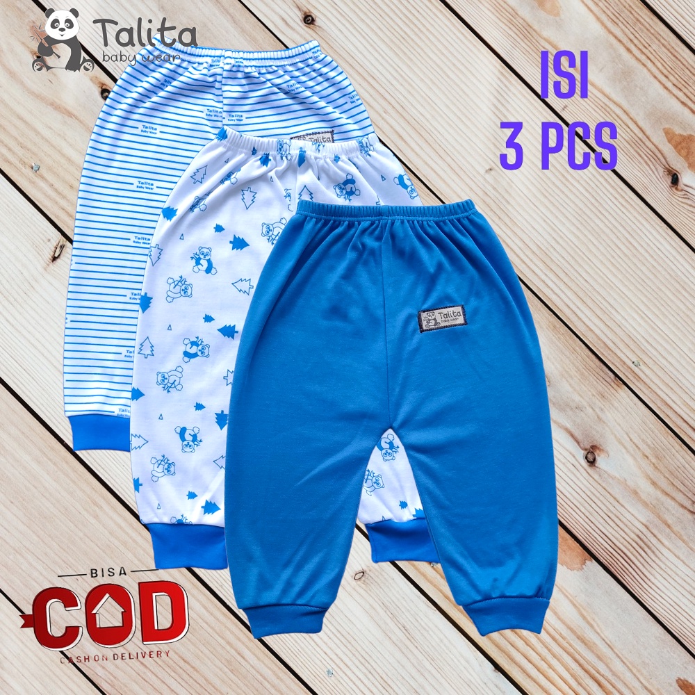 ISI 3 Pcs Celana Panjang Bayi Baru Lahir Newborn Seri Warna