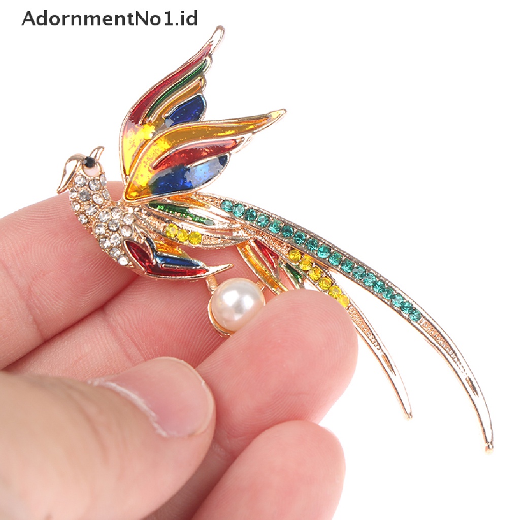 [AdornmentNo1] Bros Burung Phoenix Kristal Untuk Wanita Enamel Terbang Beauty Bird Pesta Kantor Brooch Pin Hadiah Phoenix Menetes Minyak Bros [ID]