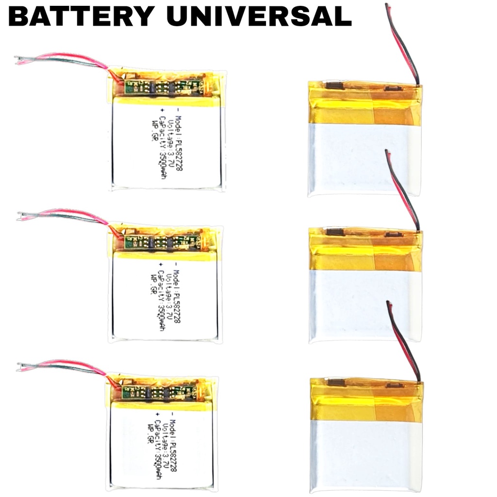 Baterai Original Universal PL582728 UNTUK Headset Bluetooth , speaker , Jam pintar , Smart Watch , Game boy , mainan anak anak Ukuran Battery Panjang 2.7 Cm Tinggi 2.7 Cm Tebal 0.4 Cm Ukuran Kabel 3 cm