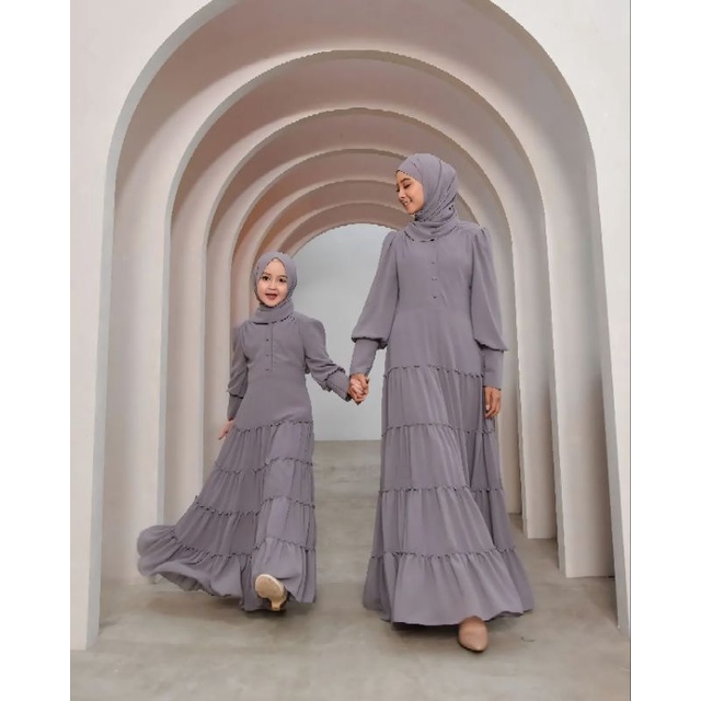 ANGELINA DRESS MOM &amp; KIDS CERUTY PREMIUM/GAMIS COUPLE IBU ANAK BUSUI FREINDLY/SHAFIRA COUPLE DRESS KIDS CERUTY BABYDOLL KEKINIAN/FAR MOSLEMSTORE