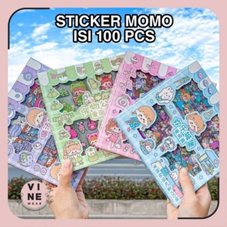 Stiker 2D 100 Lembar Sticker Momo Kartun Korea Lucu Anti Air