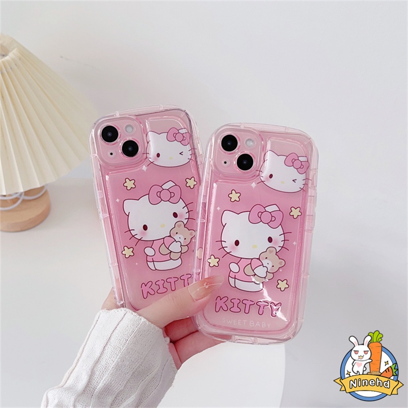 Soft Case Silikon Motif Kartun Kitty Untuk iPhone 14 13 12 11 Pro Max X Xr Xs Max 8 7 6 6s Plus SE 2020