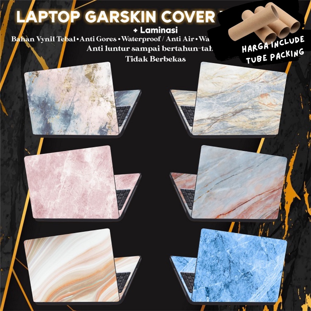 Garskin Laptop Anti Gores Marble Marmer Premium Full set 10 12 13 14 15 inch  Universal Untuk Semua Merk Laptop
