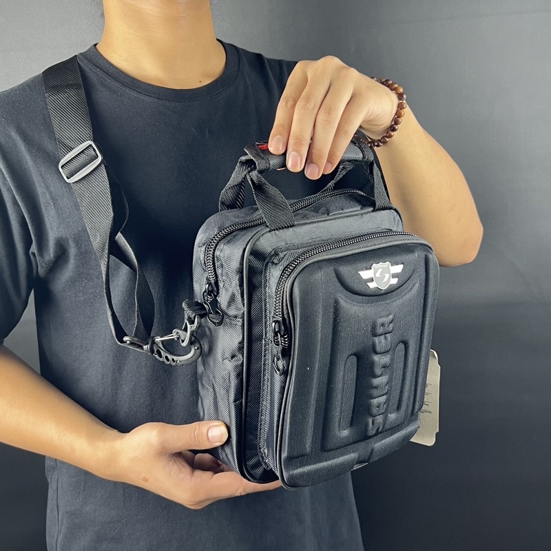 Tas Selempang Pria Merk SANTER Ukuran 9&quot; Bahan Poliester Slingbag Tas Pria