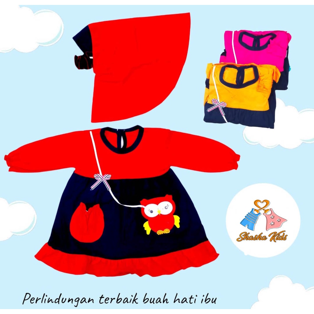 [MG 0276] Pakaian Muslim bayi perempuan + hijab usia 3-9 bln