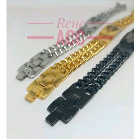 Gelang Harley Davidson Plat Rantai 2 Layer HD Titanium