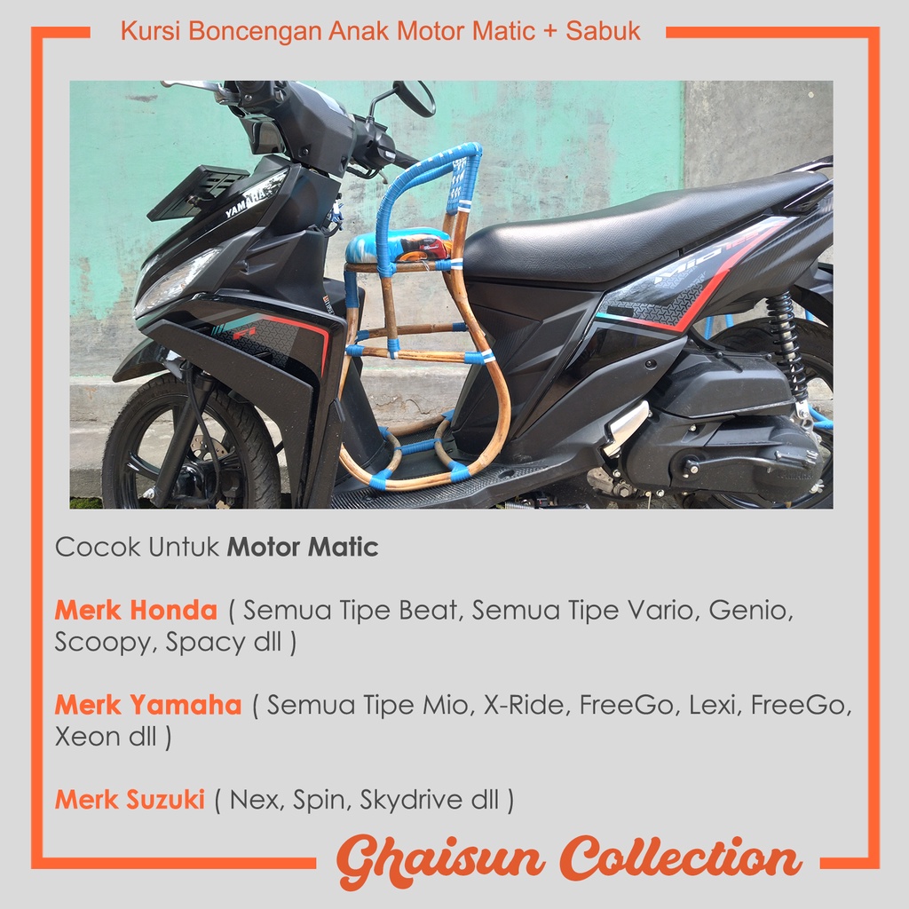 [ COD ] Kursi Boncengan Motor matic Rotan Balita Anak Usia 1-5 tahun Motor Matic + Sabuk Kuat Kokoh REAL PICT / Boncengan anak rotan / Dudukan Anak Motor Matic / Kursi matic Anak Motor Matic / Jok Anak Motor Matic / Kursi Boncengan Anak Untuk Motor matic