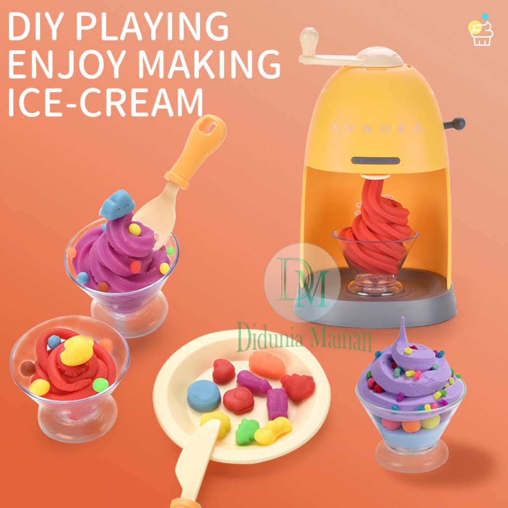 Mainan lilin anak mesin es krim play fun doh set win doh color machine ice cream