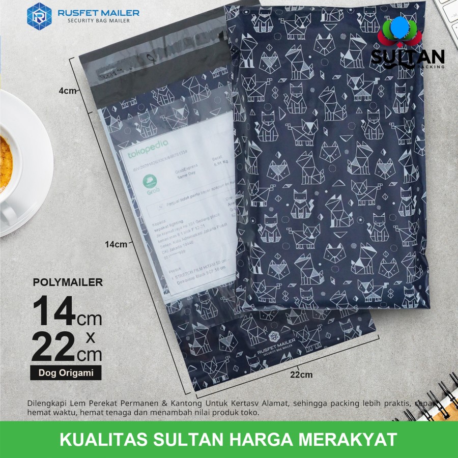 

Amplop Plastik Polymailer 14x25cm Motif Dog Origami Satuan