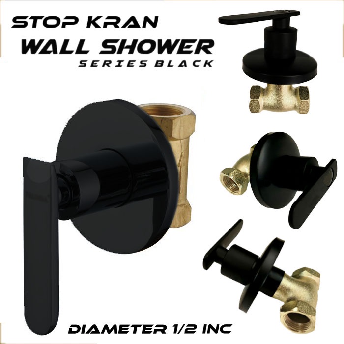 (SerbaSerbi)Stop Kran Wall Shower Tanam Keran Warna Hitam