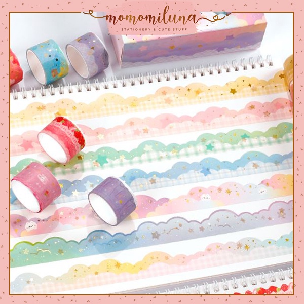 

1 set 10 pcs Washi tape dreamy wave paper tape awan lucu cute kawai aesthetic DIY journaling scrapbook MK1372