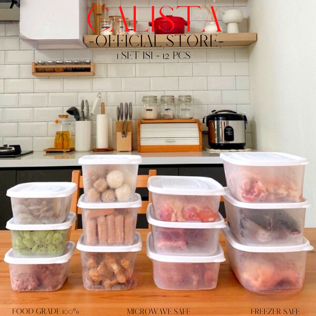 TOPLES PLASTIK BENING SET CALISTA FURANO PUTIH TRANSPARANT SET ISI 12PCS TEMPAT WADAH PENYIMPANAN MAKANAN FOOD KONTAINER PREP PREPARATION KULKAS SET