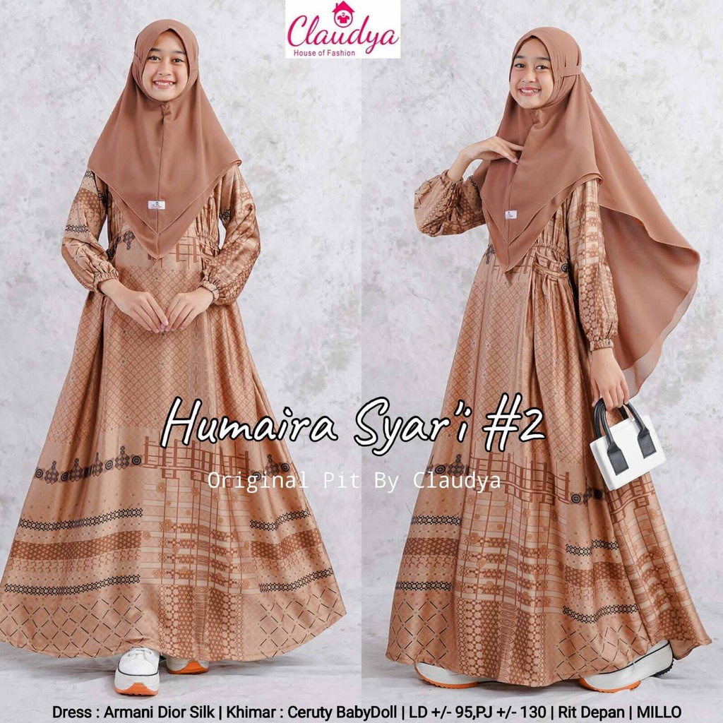 (BISA COD) GAMIS ANAK REMAJA HUMAIRA SYARI BAJU MUSLIM LEBARAN ANAK SET HIJAB KHIMAR BY CLAUDYA BAJU