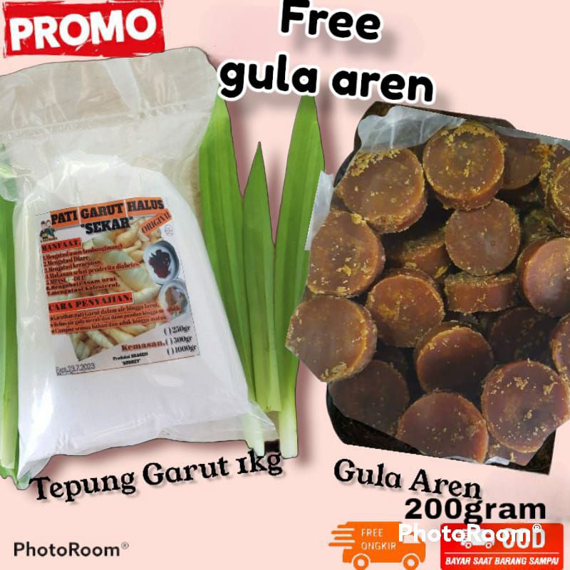 Tepung Pati Garut Premium | Pati Asam Lambung 1kg + gula aren asli  200gram