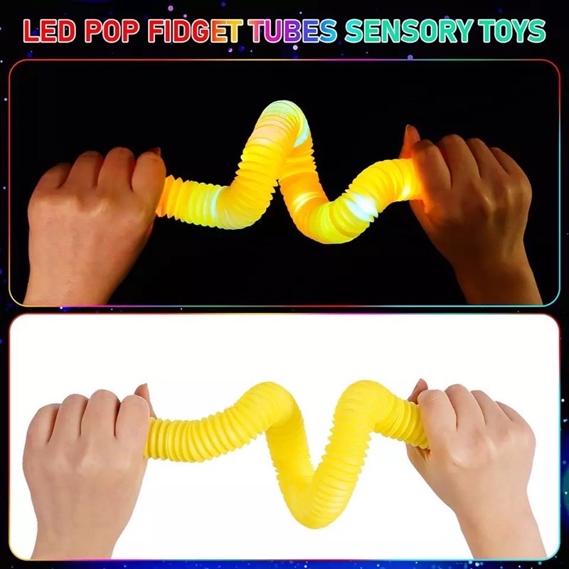 Mainan Viral Anak Light Up Pop - Mainan Lampu Stick Pipa Selang Fidget Toy - Mainan Lampu Warna Warni