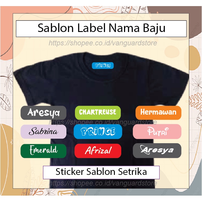 CUSTOM LABEL NAMA SERAGAM ANAK SEKOLAH STIKER KAOS SABLON SETRIKA PESANTREN NAME TAG LAUNDRY