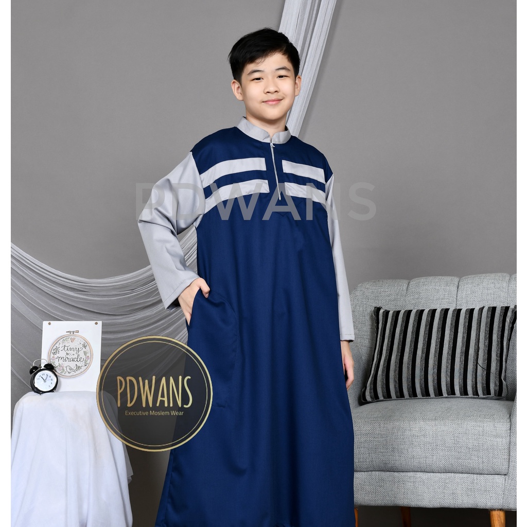 JUBAH ANAK REMAJA TANGGUNG Bahan Katun Toyobo Resleting Baju Muslim Anak Jubah Gamis Seri Warna PDWANS - JbA02W