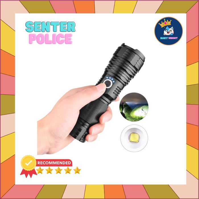 Senter Senter Led P50 Xhp50 Long Range Zoom Rechargeable