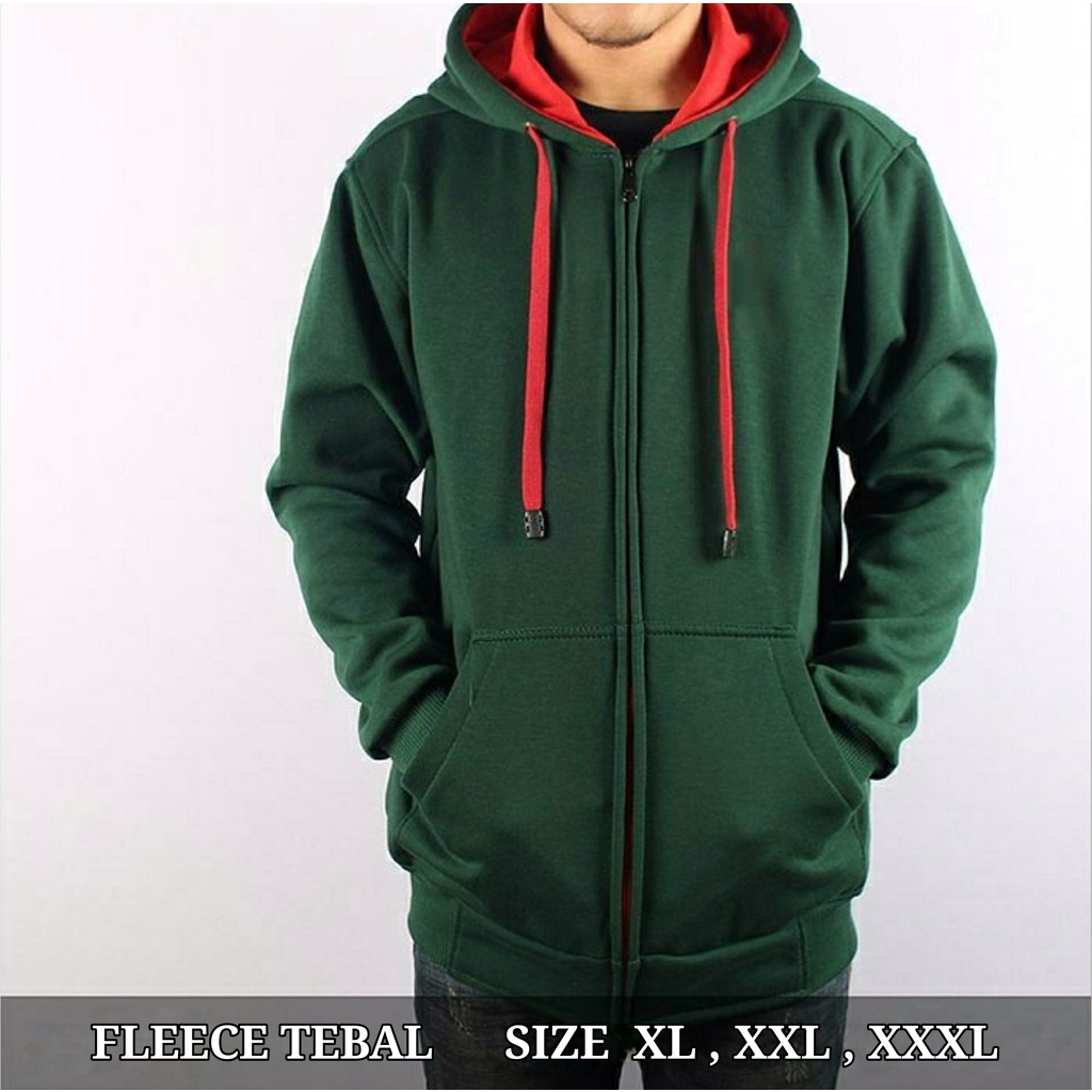 Jaket Jumbo Polos Zipper Pria Wanita Cewek Cowok XXXXL Hoodie Big Size Oversize Ld 130 Import