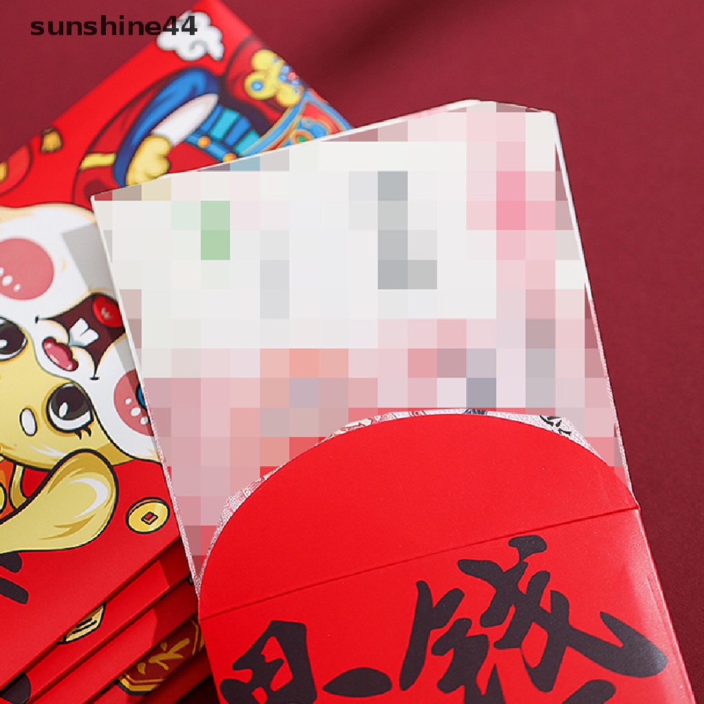 Sunshine 6pcs 2023tahun Kelinci Cina Amplop Merah Kartun Anak Hadiah Uang Packing Bag Lucky Red Packets Bag.